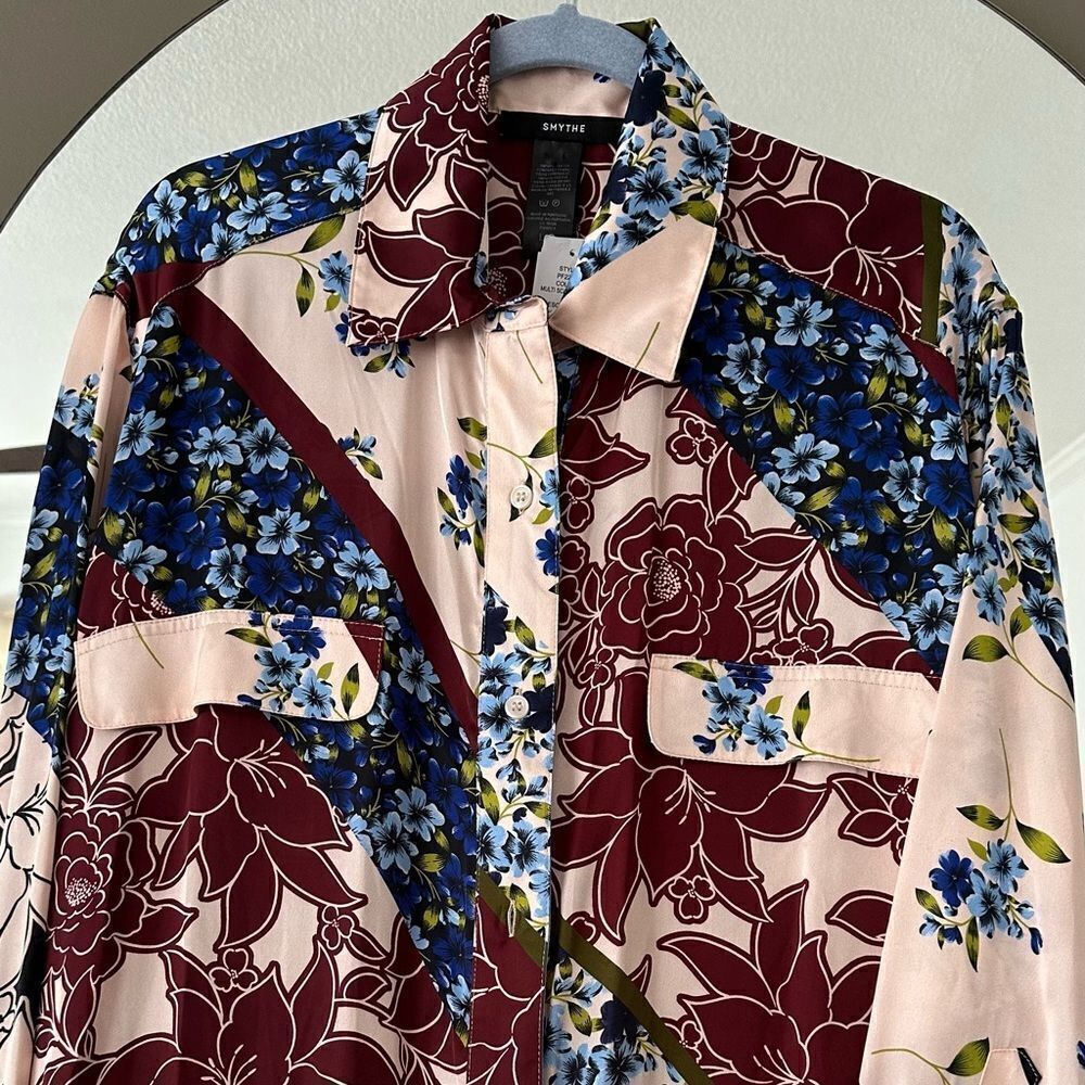 NWT SMYTHE Floral Print Shirt Dress, Size L - Picture 3 of 6